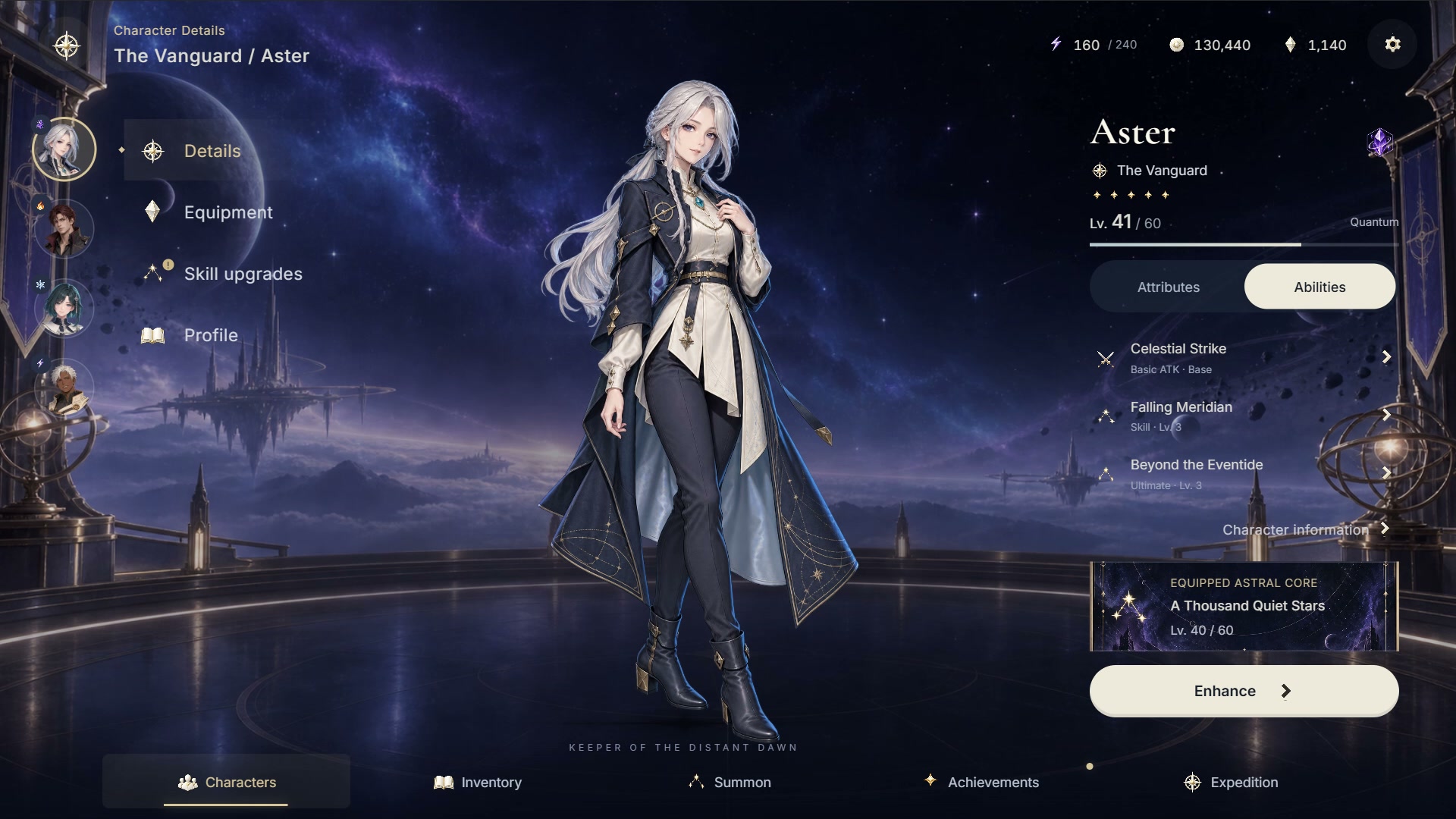 Character screen from the listed JRPG UI template.